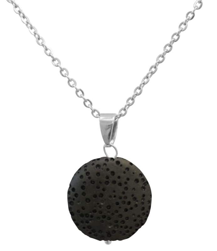 Black Lava Stone Essential Oil Necklace with natural lava stones, designed to hold essential oils for aromatic benefits.