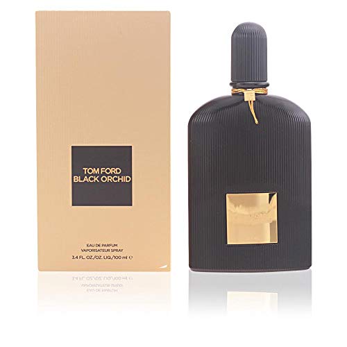 Black Orchid Eau de Parfum by Tom Ford in an elegant dark bottle, symbolizing luxury and sophistication.