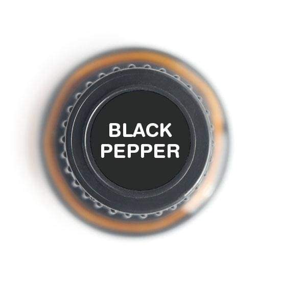 15ml bottle of Black Pepper Pure Essential Oil with a dark, spicy aroma, ideal for pain relief and enhancing circulation.