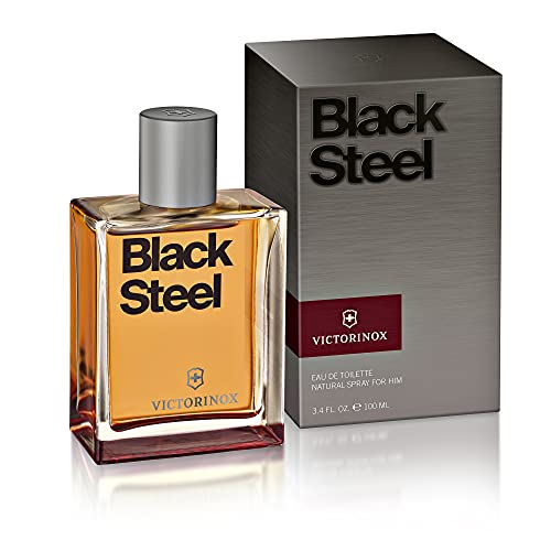 Black Steel Eau de Toilette by Swiss Army in an elegant black bottle.