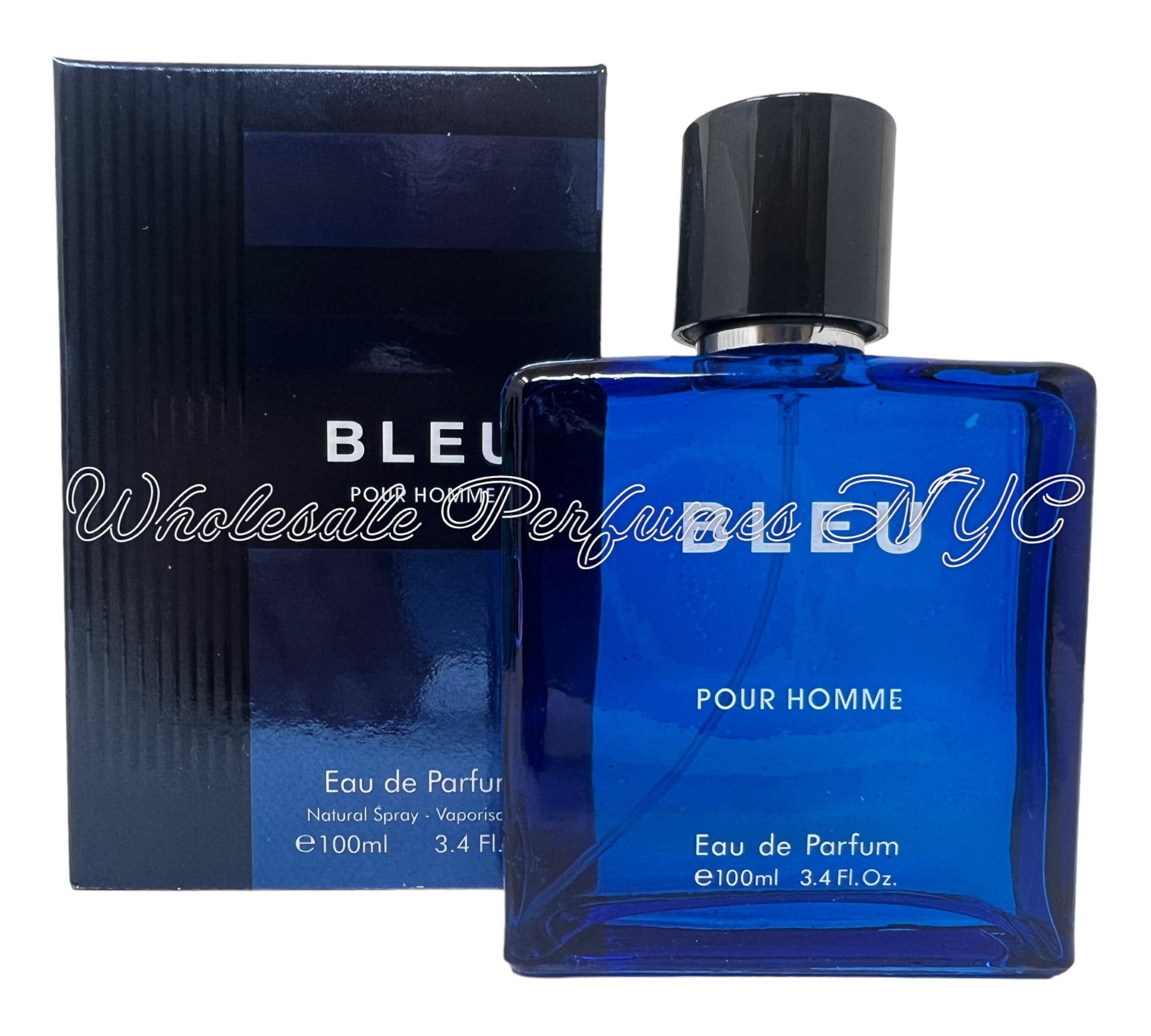 A sleek bottle of BLEU Pour Homme Eau de Parfum for Men by Urban Collection, showcasing its modern design and elegant packaging.