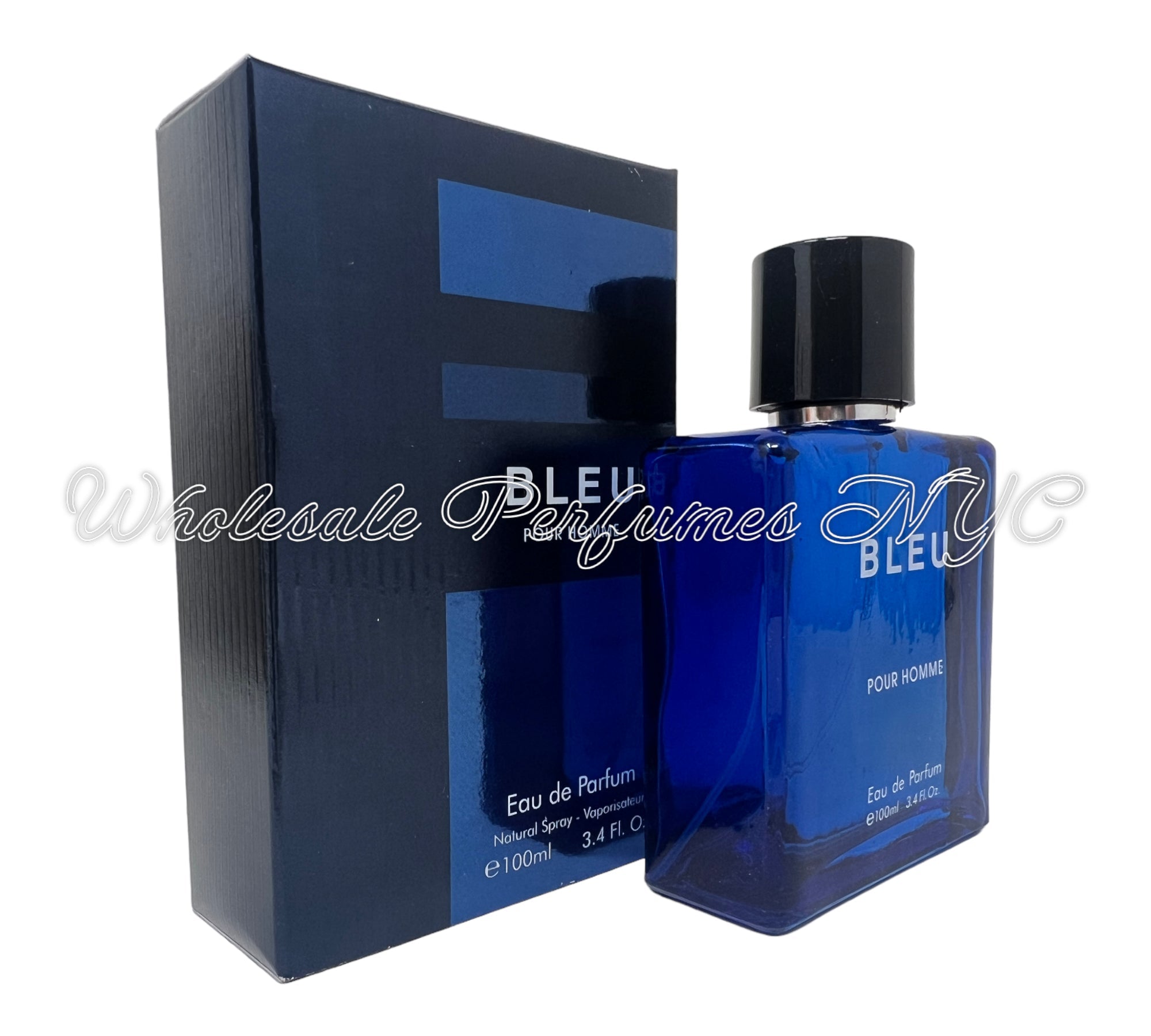 A sleek bottle of BLEU Pour Homme Eau de Parfum for Men by Urban Collection, showcasing its modern design and elegant packaging.