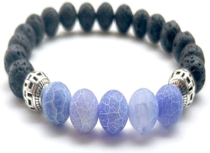 Blue Lava Stone Essential Oil Bracelet showcasing natural lava stones with essential oil drops, perfect for aromatherapy.