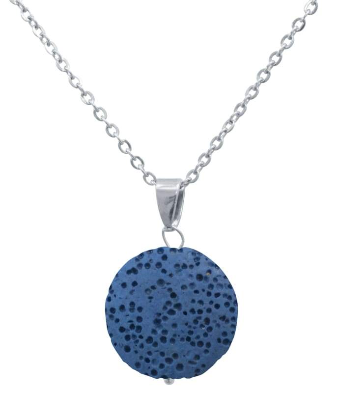 Blue Lava Stone Essential Oil Necklace with natural lava stones, perfect for aromatherapy.