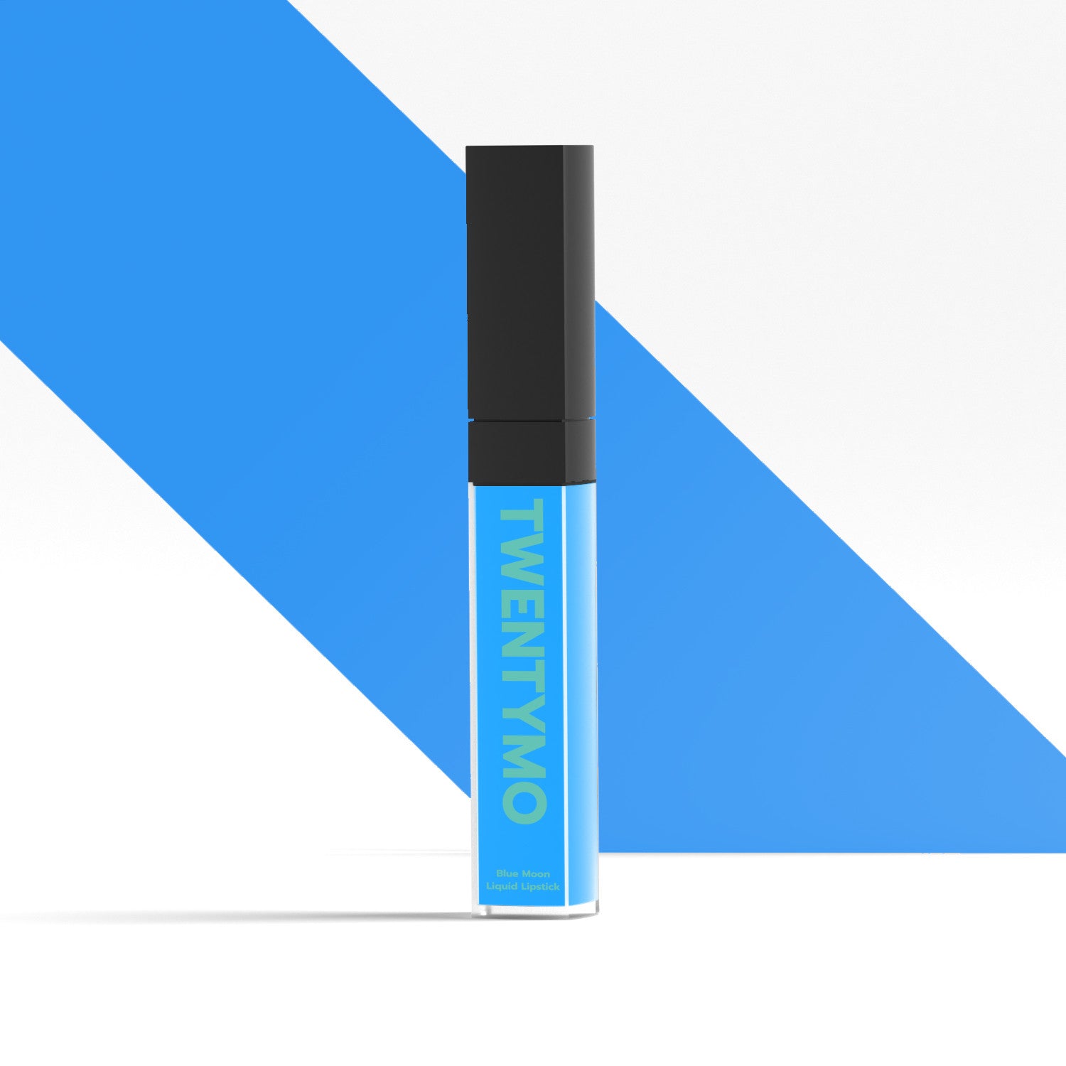 Blue Moon high-coverage liquid lipstick in a sleek tube, showcasing its vibrant color and creamy texture, perfect for all-day wear.