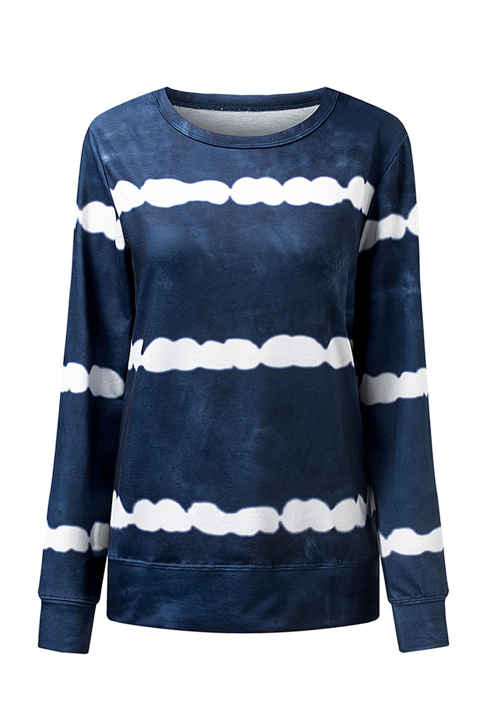 Blue Stripes Long Sleeves and Joggers Lounge Set featuring a stylish tie-dye design, perfect for cozy lounging.