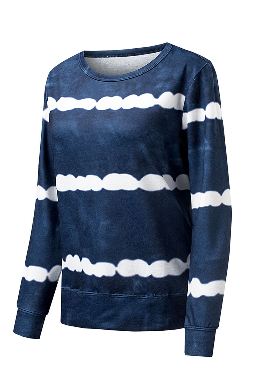 Blue Stripes Long Sleeves and Joggers Lounge Set featuring a stylish tie-dye design, perfect for cozy lounging.