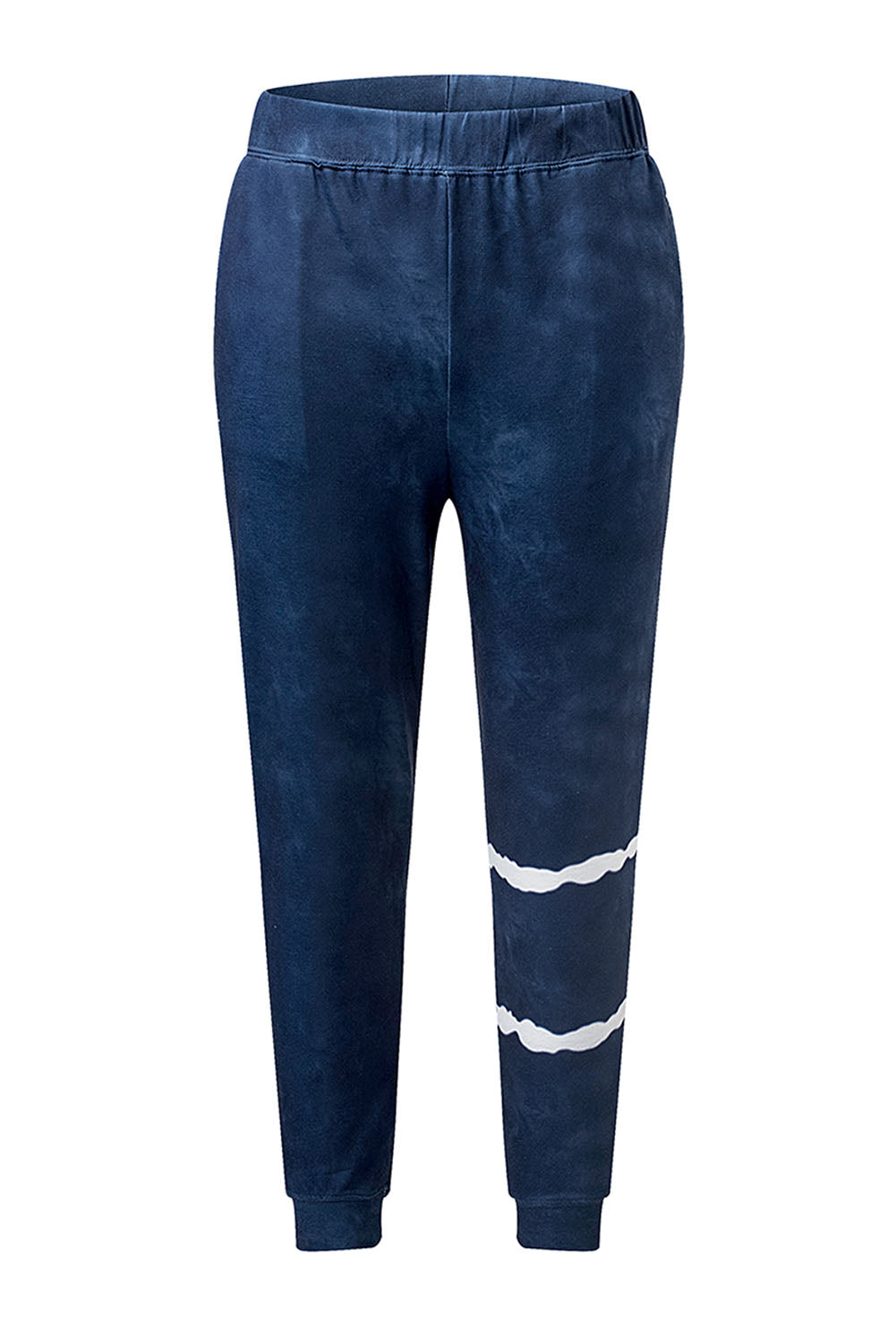 Blue Stripes Long Sleeves and Joggers Lounge Set featuring a stylish tie-dye design, perfect for cozy lounging.