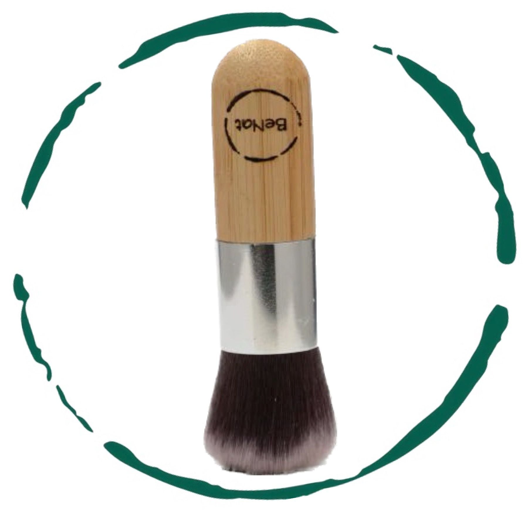 A high-quality blush brush with soft synthetic bristles, designed for flawless makeup application and suitable for sensitive skin.