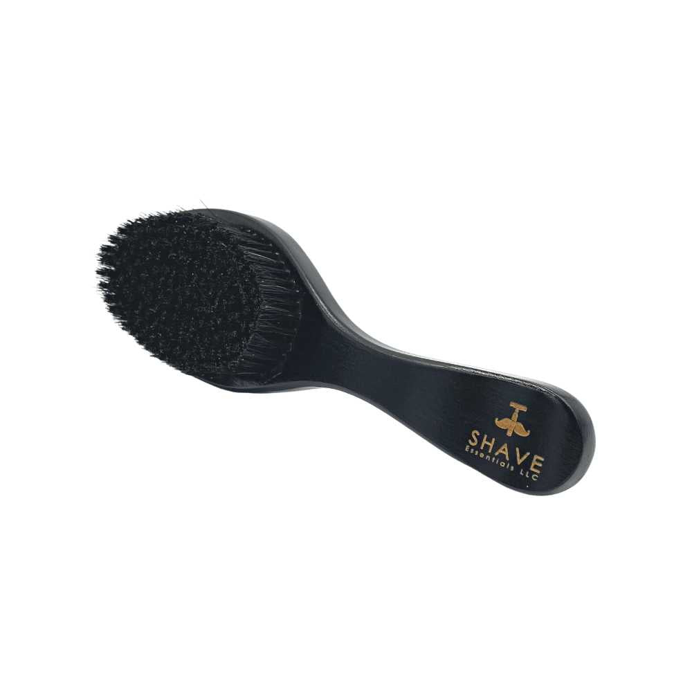 Boar Bristle Hair Brush with Handle in red and black, showcasing natural bristles and ergonomic design for effective grooming.