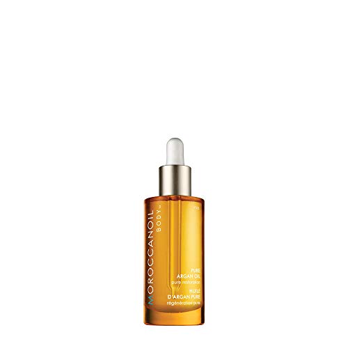 Bottle of Body Pure Argan Oil with a dropper, showcasing its rich golden color and elegant design.