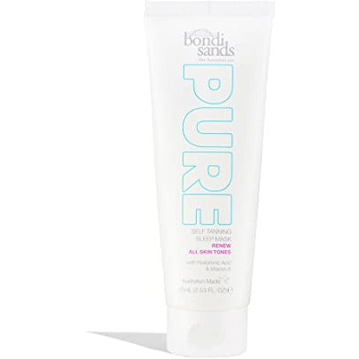 Bondi Sands Pure Self Tanning Renew Sleep Mask in a sleek packaging, showcasing its luxurious design and branding.