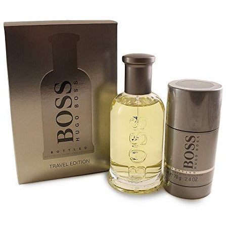 Hugo Boss Boss Bottled Gift Set featuring a 100ml EDT bottle and a 75ml deodorant stick in elegant packaging.