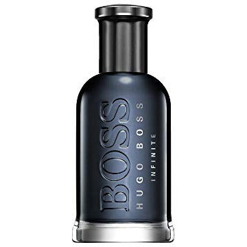 Boss Bottled Infinite Eau de Parfum in an elegant glass bottle, showcasing its sophisticated design and rich fragrance.