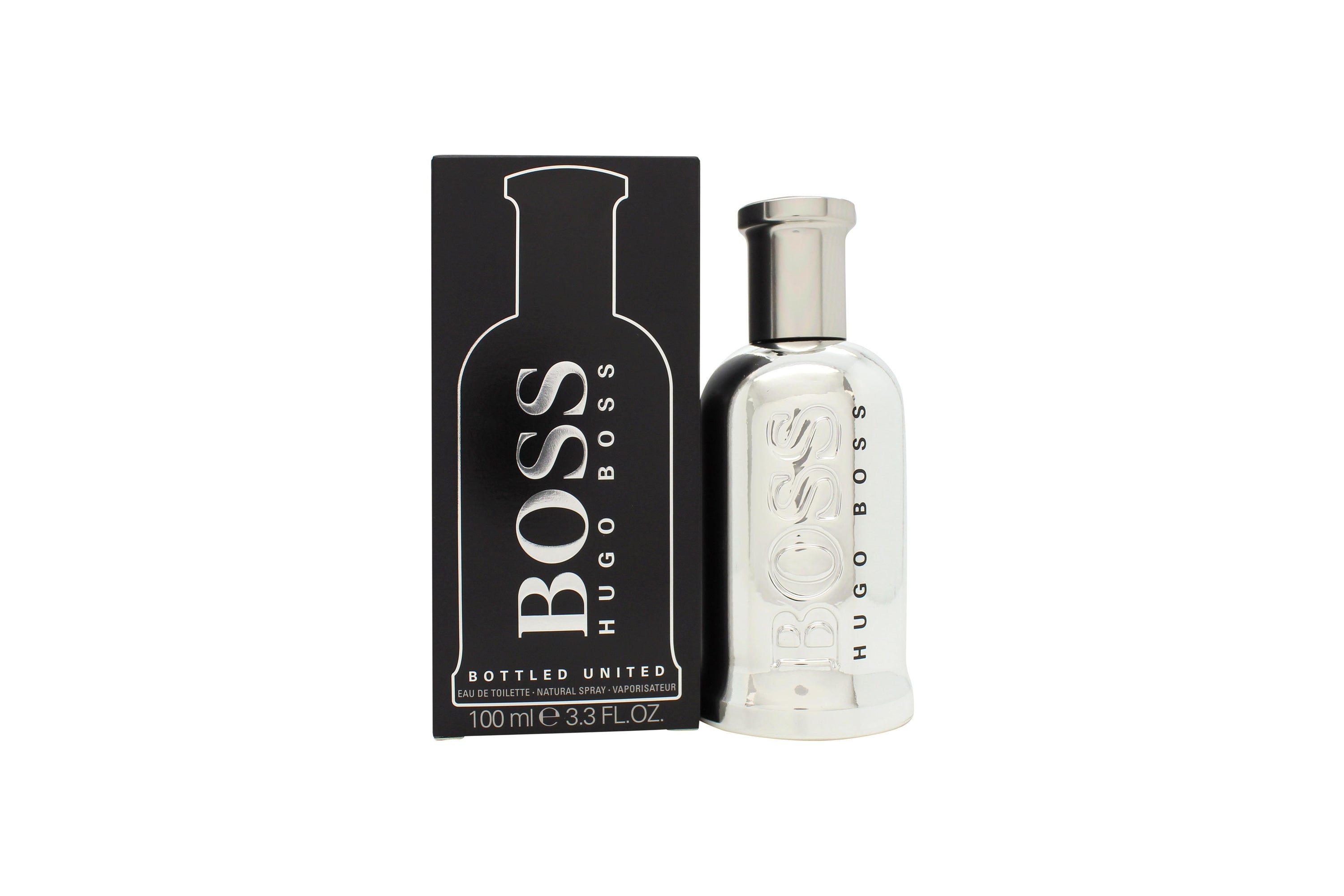 Boss Bottled United Eau de Toilette bottle showcasing its elegant design and woody aromatic fragrance.