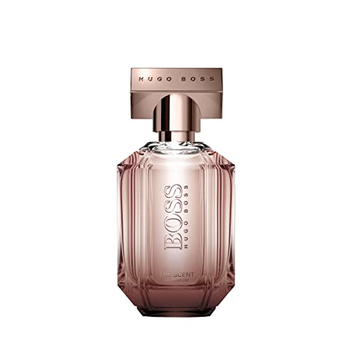 A luxurious bottle of Boss The Scent Le Parfum for Her, showcasing its elegant design and sophisticated fragrance.