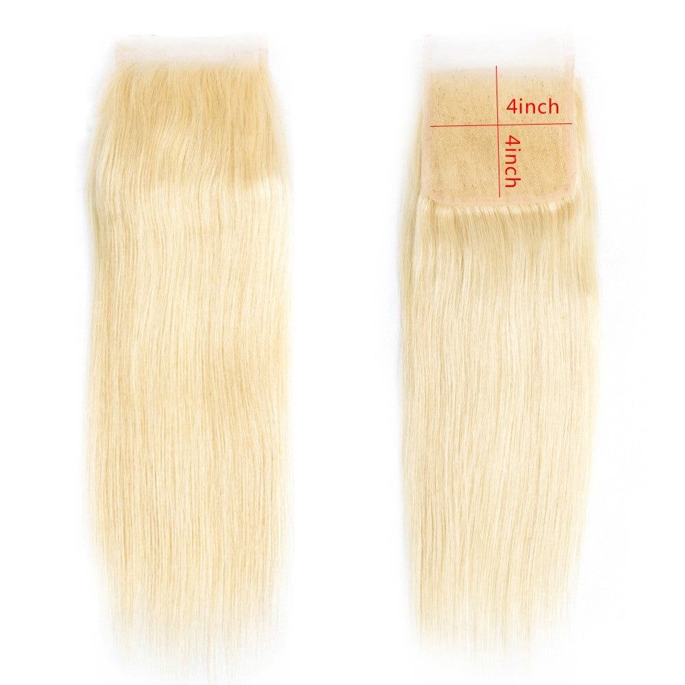 Brazilian Blonde 10A Grade #1B/613 Straight hair bundles with closures and frontals, showcasing luxurious texture and color.