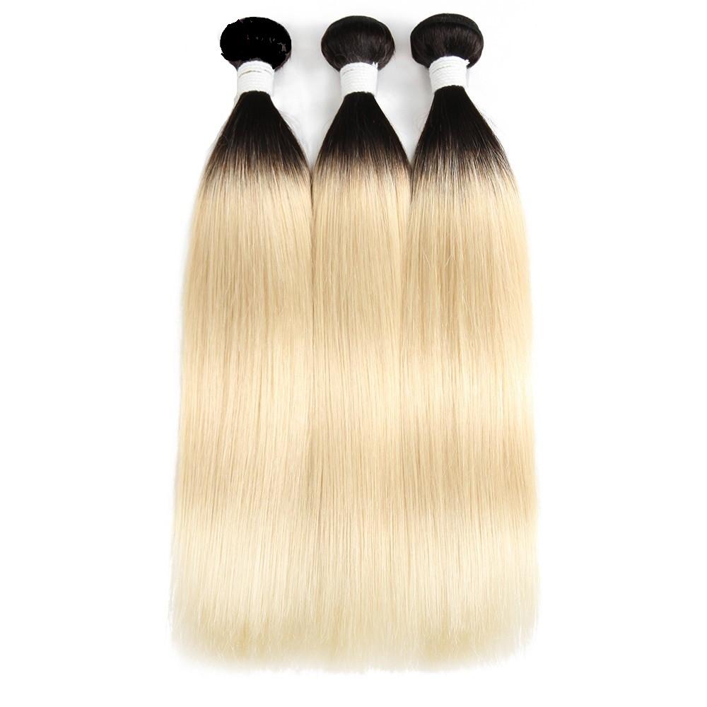 Brazilian Blonde 10A Grade #1B/613 Straight hair bundles with closures and frontals, showcasing luxurious texture and color.