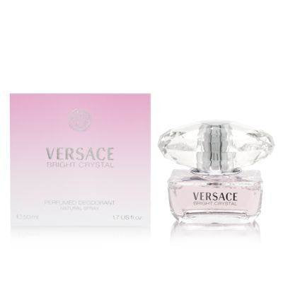 Versace Bright Crystal Deodorant Spray in an elegant bottle with floral design.