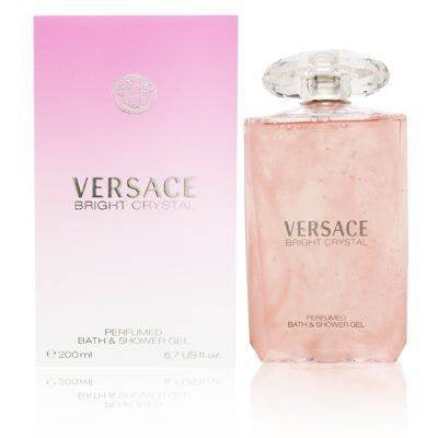 Versace Bright Crystal Shower Gel bottle with elegant design and pink liquid inside.