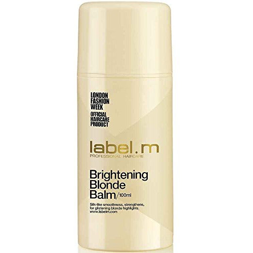 Label.m Brightening Blonde Balm in a sleek container, designed for enhancing blonde hair vibrancy and shine.