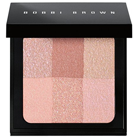 Bobbi Brown Brightening Brick Powder in shade 01 Pink, showcasing its vibrant pink hues and sleek packaging.