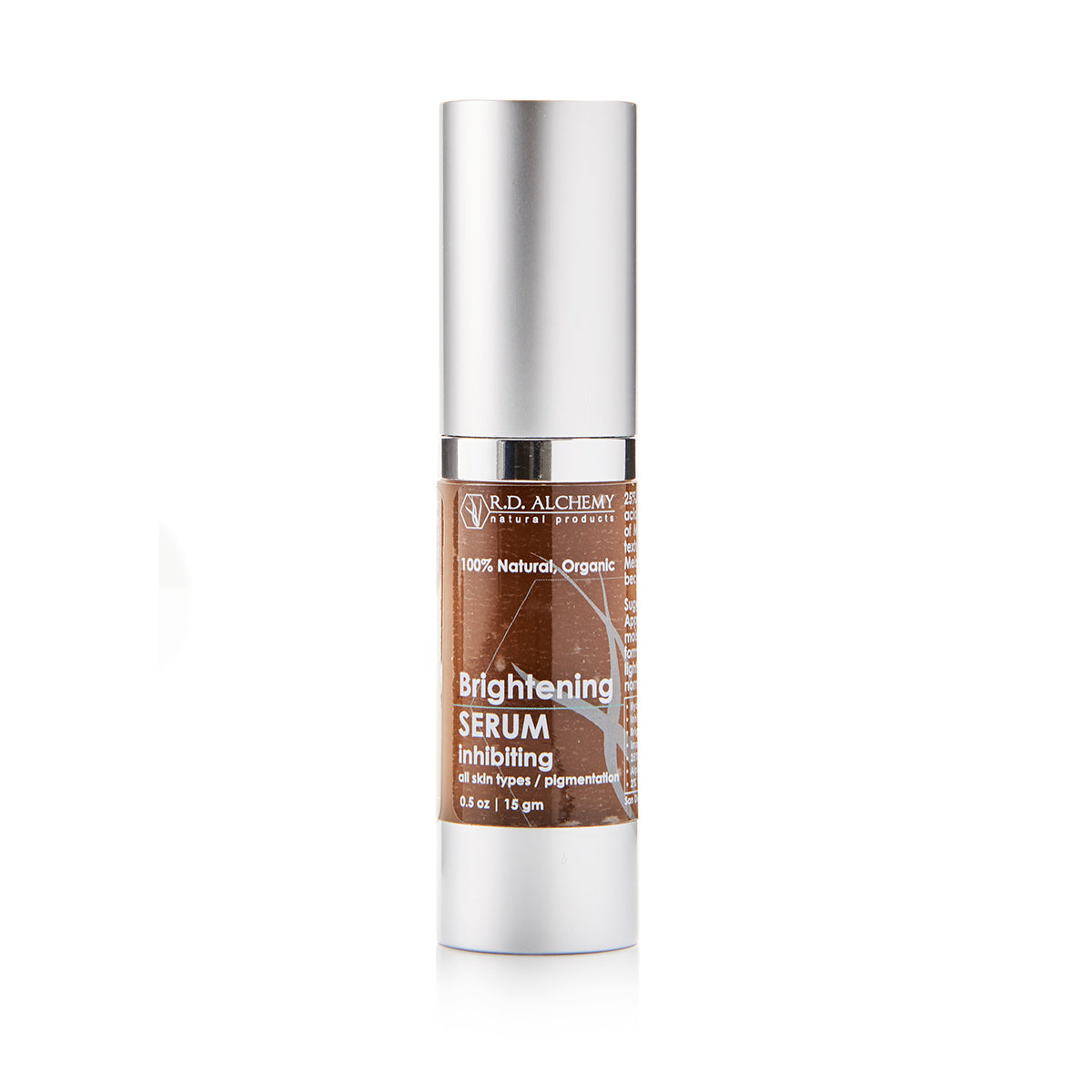 Brightening Serum in a sleek bottle, designed to reduce dark spots and enhance skin radiance.