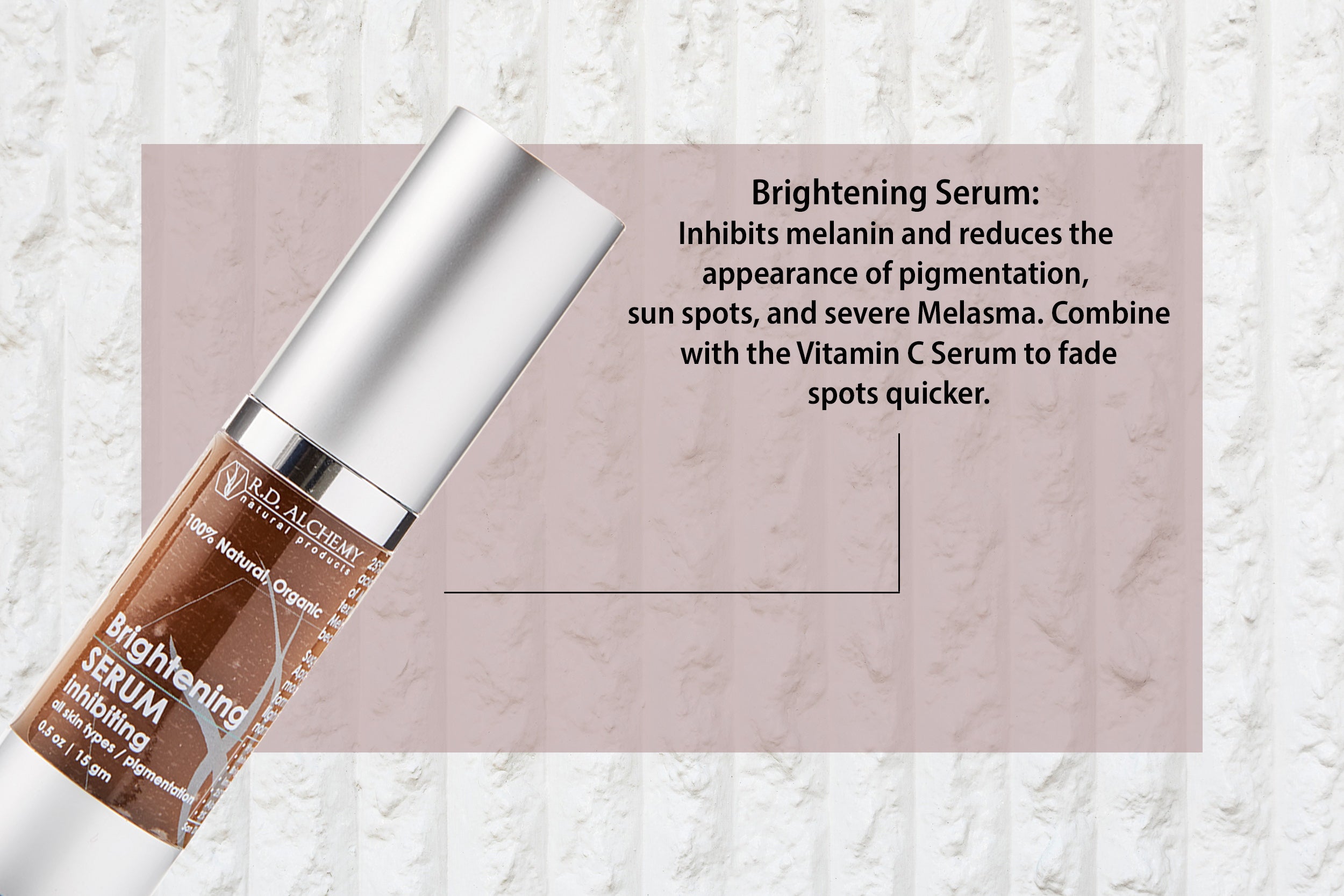 Brightening Serum in a sleek bottle, designed to reduce dark spots and enhance skin radiance.