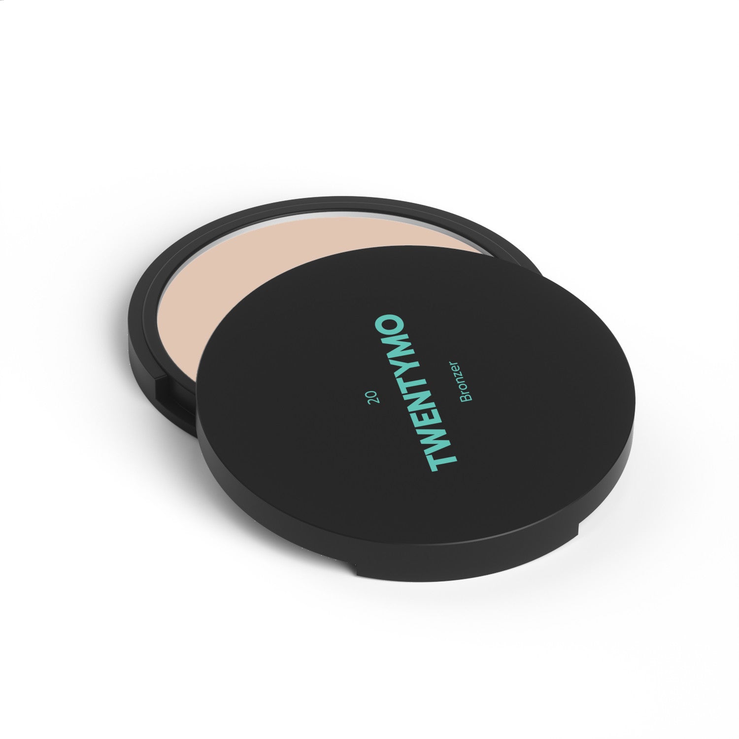 Bronzer 20 bronzing powder in a sleek compact, showcasing its silky texture and natural red and brown tones.