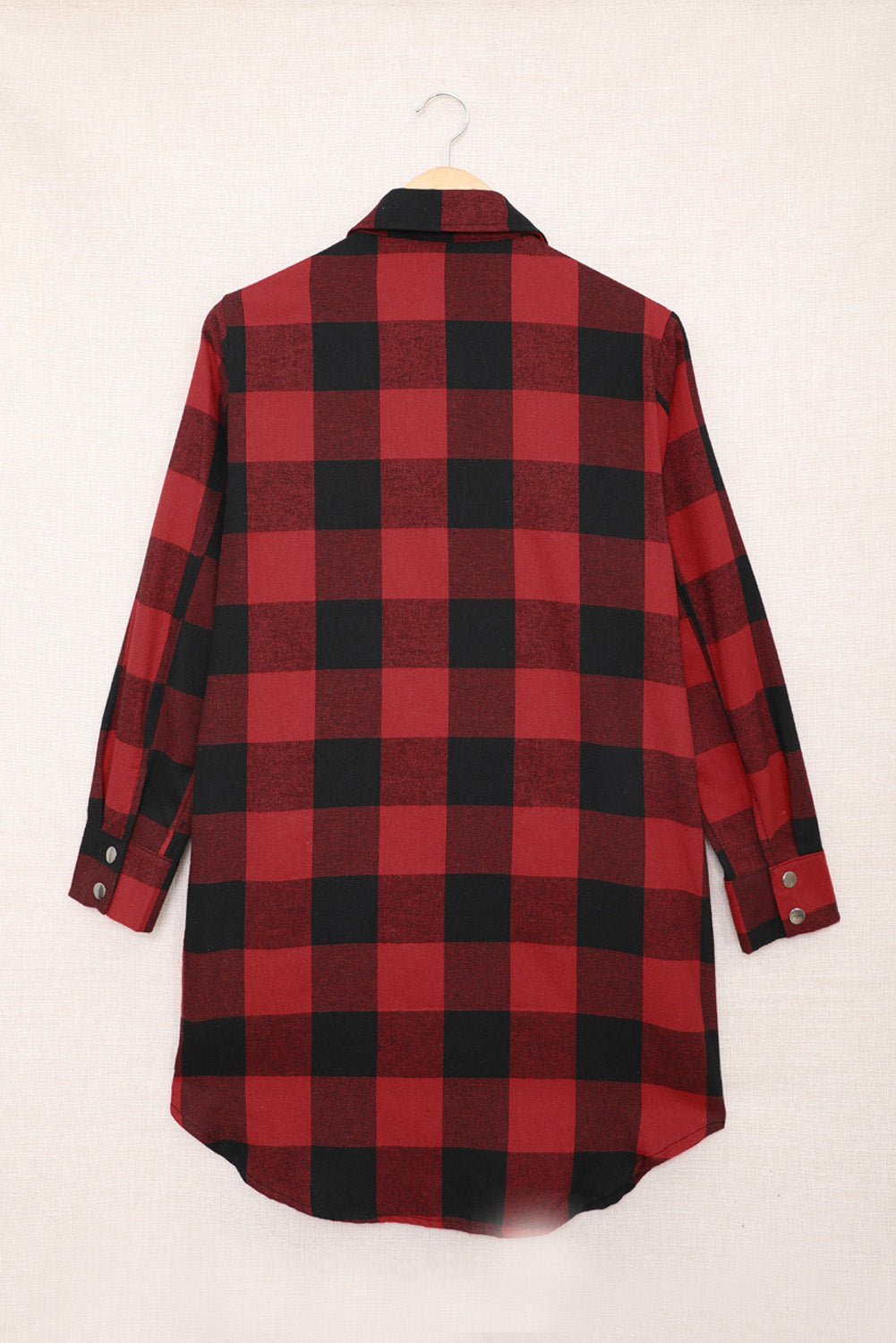 Brown Turn-down Collar Plaid Shirt Coat featuring a classic plaid pattern and elegant collar design, perfect for layering.