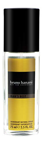 Bruno Banani Man's Best Deodorant Spray in a sleek bottle, designed for men, showcasing its modern aesthetic.