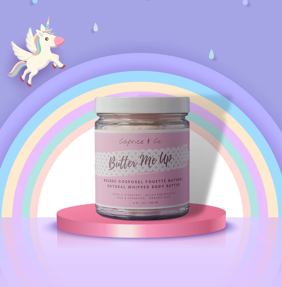 Butter Me Up - Campino natural whipped body butter in a jar, showcasing its creamy texture and vibrant packaging.