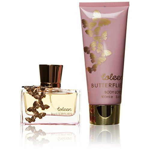 Coleen Rooney Butterflies Gift Set featuring a 50ml Eau de Toilette and a 100ml body lotion in elegant packaging.