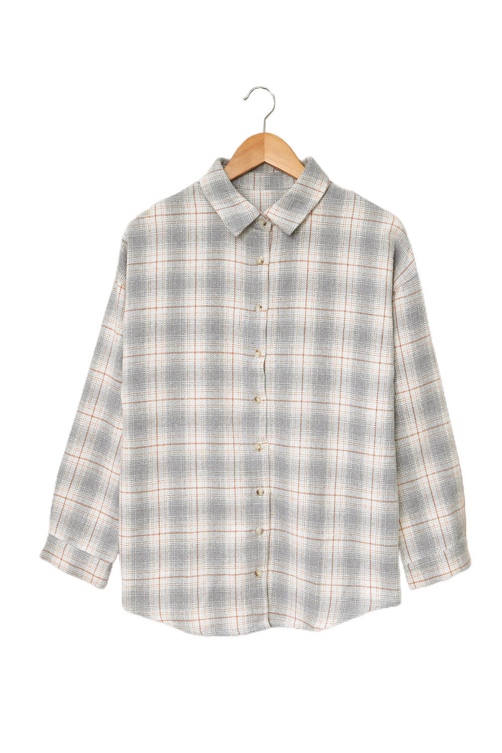 A stylish Buttoned Turn Down Collar Plaid Shirt featuring a slim fit design, classic plaid pattern, and button closure, suitable for ladies and young girls.