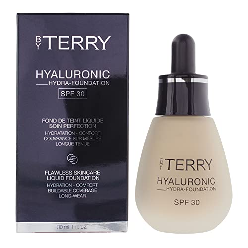 By Terry Hyaluronic Hydra-Foundation SPF30 in shade 100N Fair, showcasing its elegant packaging and lightweight texture.