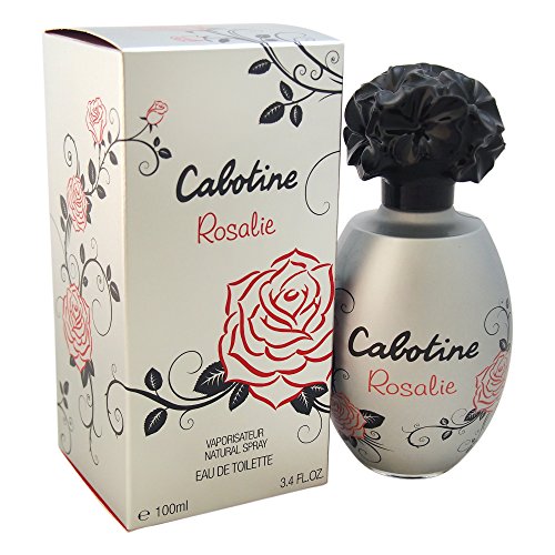 Cabotine Rosalie Eau de Toilette bottle with floral design, showcasing elegance and femininity.