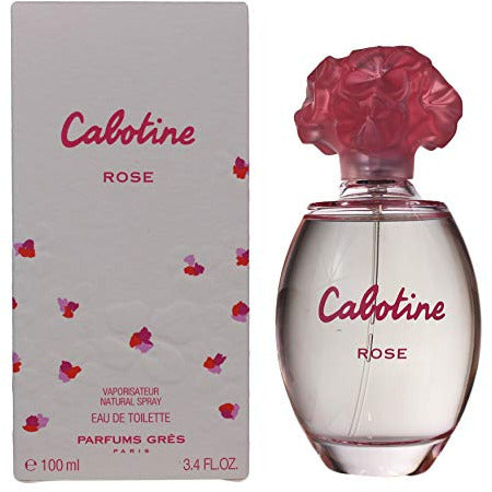 Cabotine Rose Eau De Toilette by Gres Parfums in an elegant bottle with floral design.