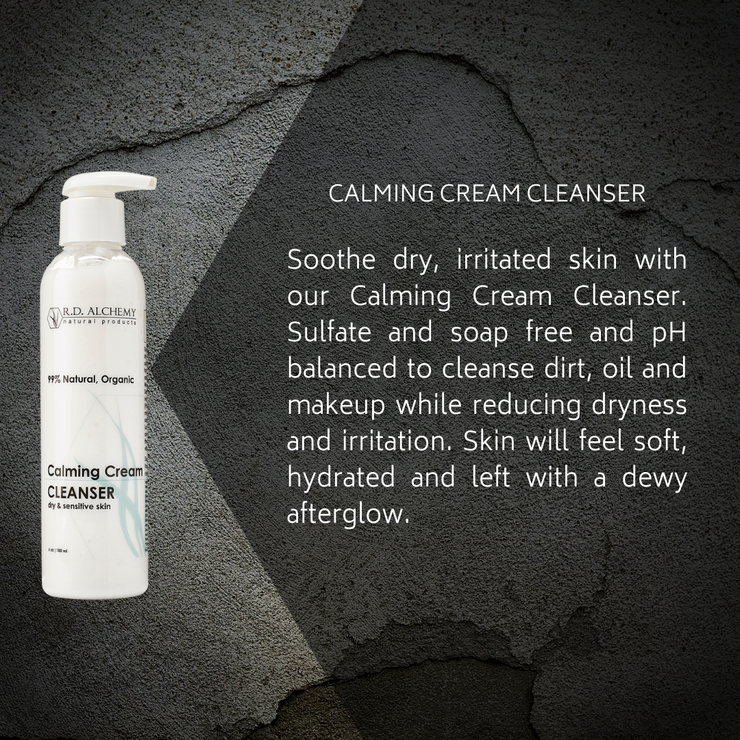 A tube of Calming Cream Cleanser designed for sensitive and dry skin, featuring a soothing formula for gentle cleansing.