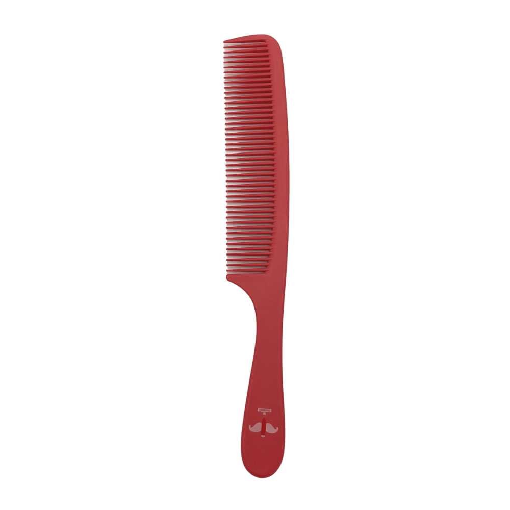 A sleek 7-inch Carbon Styling Comb designed for grooming hair and facial hair, featuring fine teeth for smooth styling.