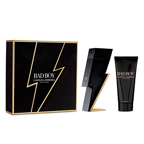 Carolina Herrera Bad Boy Gift Set featuring 100ml EDT and 100ml shower gel in elegant packaging.