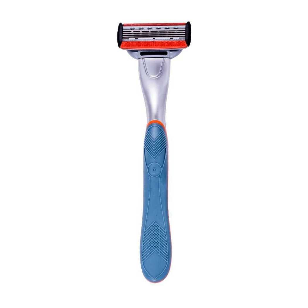 Shave Essentials Cartridge Razor Handle with 5-blade cartridge, designed for a close and comfortable shave.