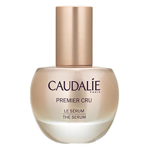 Caudalie Premier Cru The Serum bottle with elegant design, showcasing its luxurious anti-aging formula.