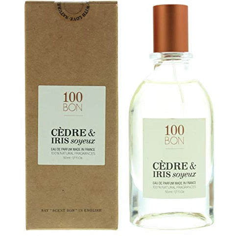 100BON Cèdre & Iris Soyeux Refillable Eau de Parfum bottle with elegant design and natural ingredients.