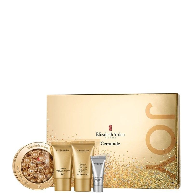 Elizabeth Arden Ceramide Gift Set featuring four skincare products in elegant packaging.