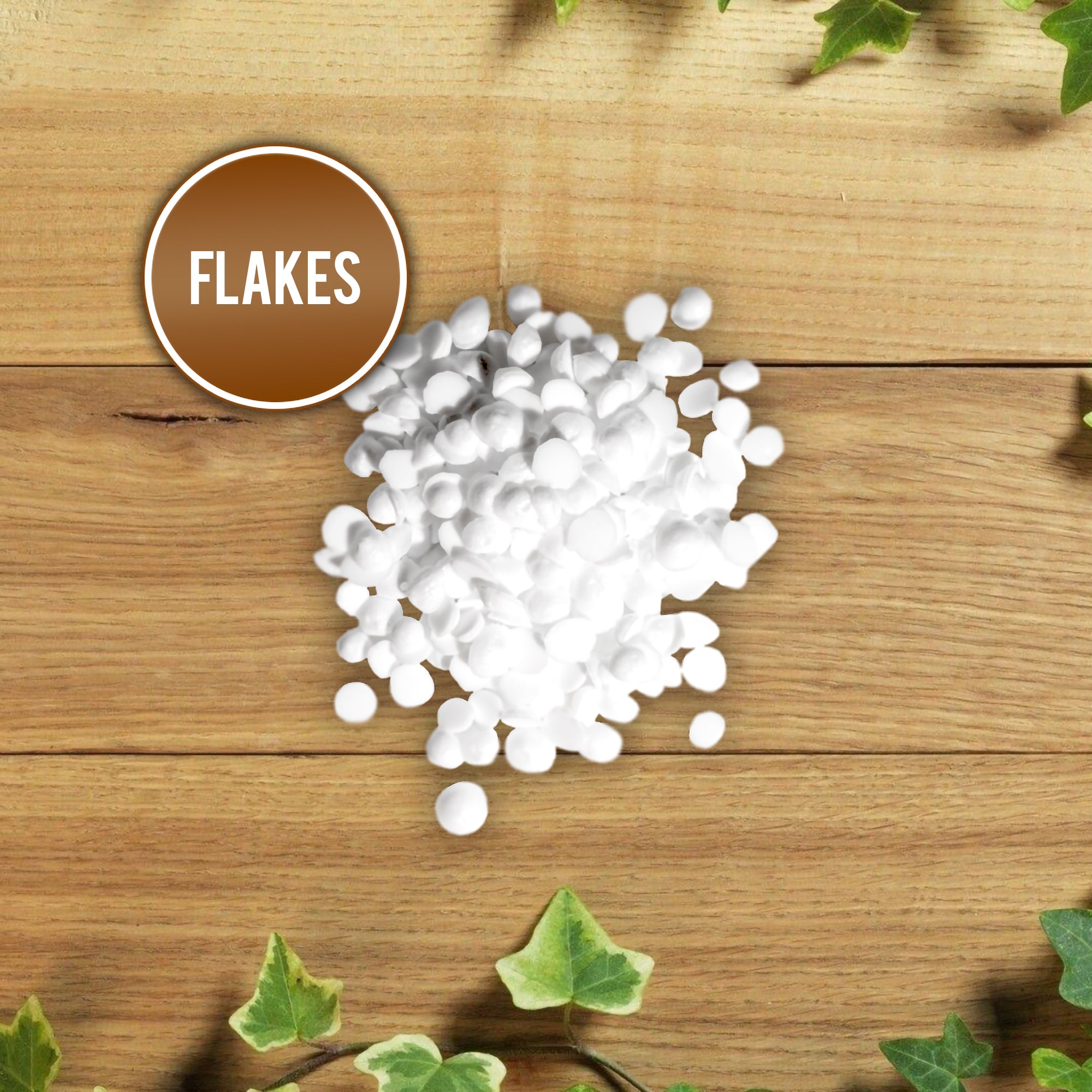 A white, waxy solid of Cetyl Alcohol, showcasing its texture and form, commonly used in skincare formulations.