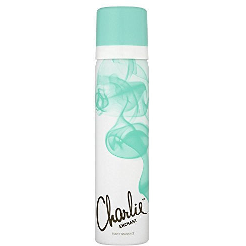 Revlon Charlie Enchant Deodorant Spray in a sleek canister with floral design.