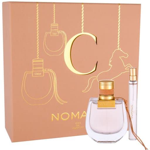 Chloé Nomade Gift Set featuring a 50ml EDP and a 10ml EDP in elegant packaging.