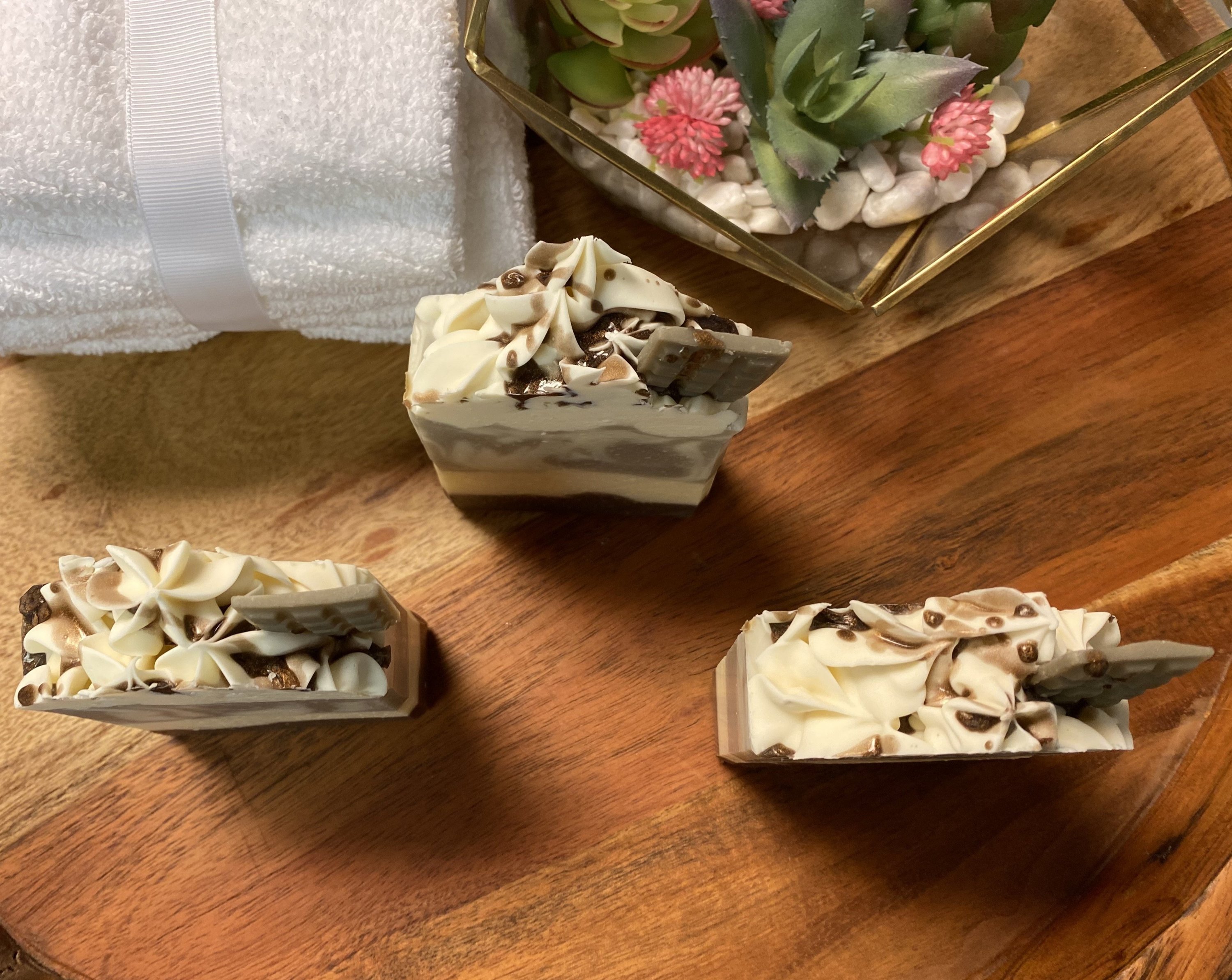 Chocolate Almond Soap Bar with creamy lather and rich scent, handmade with natural ingredients.