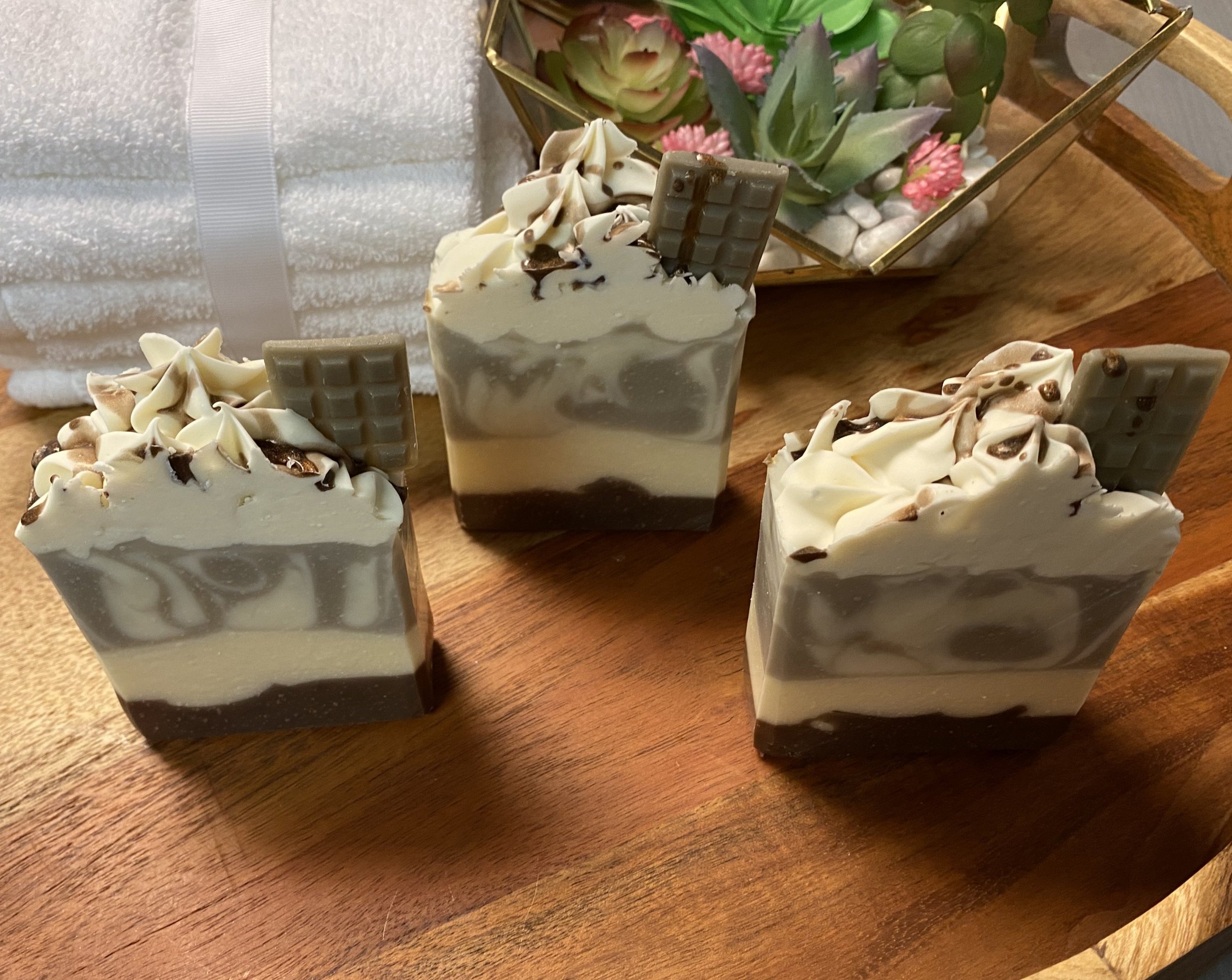 Chocolate Almond Soap Bar with creamy lather and rich scent, handmade with natural ingredients.