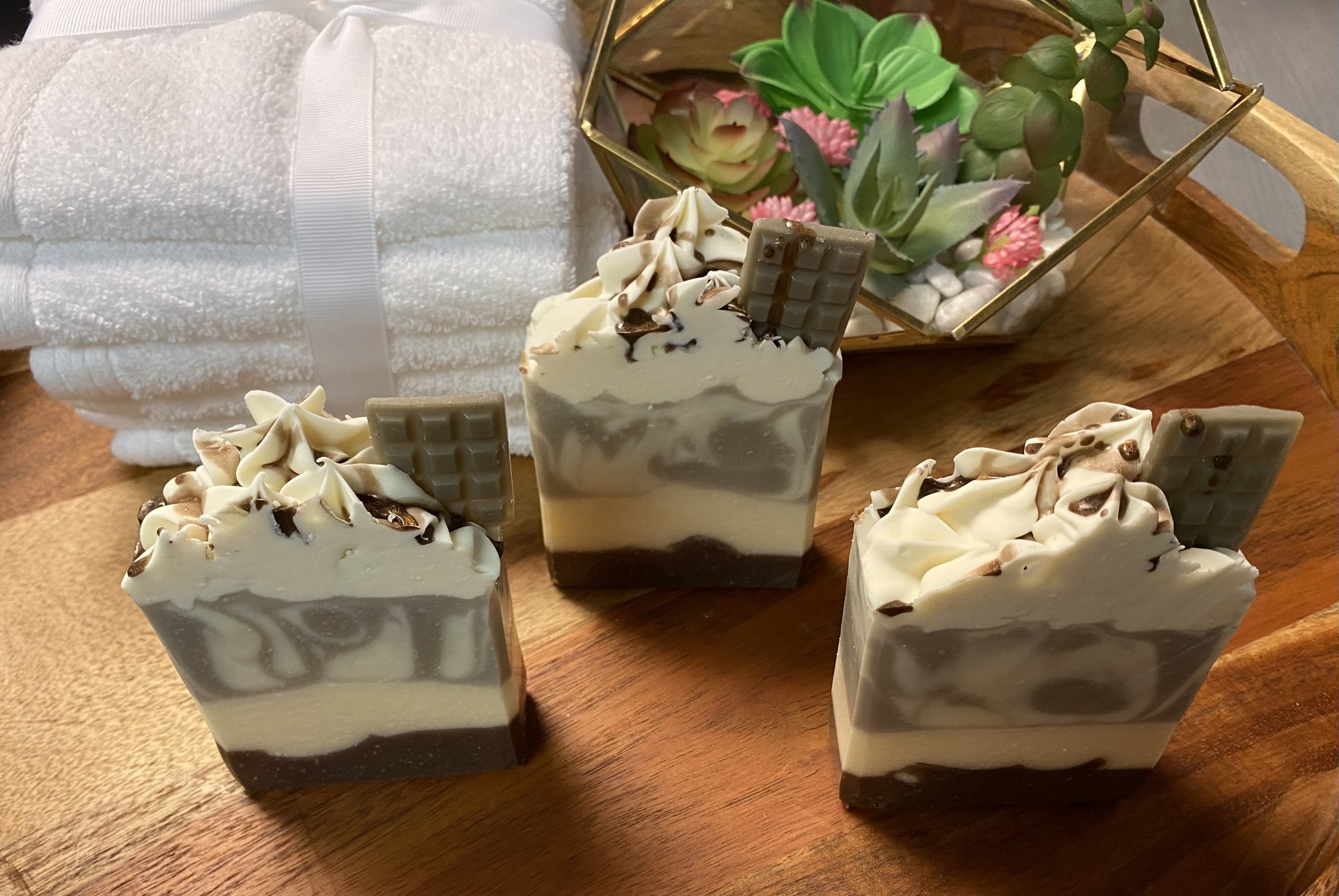 Chocolate Almond Soap Bar with creamy lather and rich scent, handmade with natural ingredients.